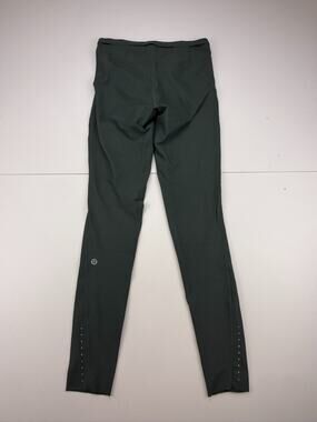 Lululemon Womens 6 Dark Green Running Pants Reflective Athletic Straight Leg